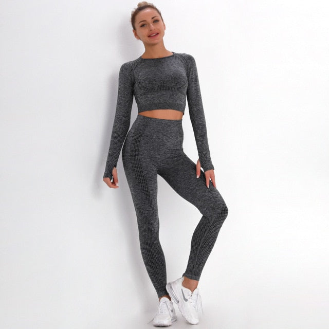 2 Piece Gym Sportwear Yoga Set Suit for Fitness Sport Outfit Seamless Leggings Sports Shorts Top Workout Set The Clothing Company Sydney