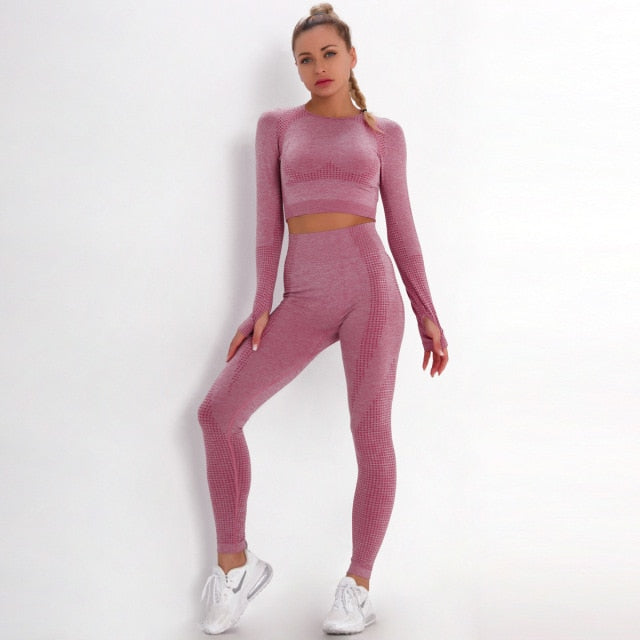 2 Piece Gym Sportwear Yoga Set Suit for Fitness Sport Outfit Seamless Leggings Sports Shorts Top Workout Set The Clothing Company Sydney
