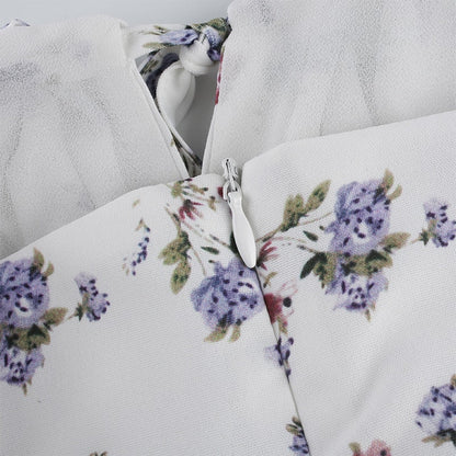 White Floral Bandage Ruched Office Puff  Sleeve High Street A line Summer Casual Mini Dress The Clothing Company Sydney