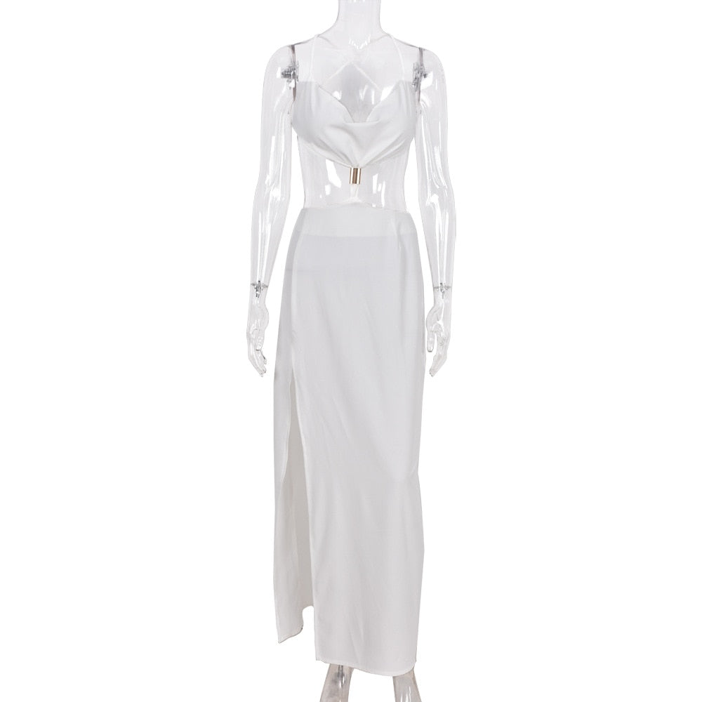 Straps Backless Split Maxi Summer Holiday Elegant Cut Out Sleeveless Evening Club Party Solid Dress The Clothing Company Sydney