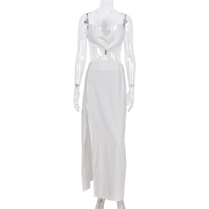 Straps Backless Split Maxi Summer Holiday Elegant Cut Out Sleeveless Evening Club Party Solid Dress The Clothing Company Sydney