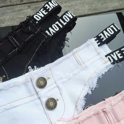 Super short jeans Ladies Low waist black White club streetwear  Denim beach shorts The Clothing Company Sydney