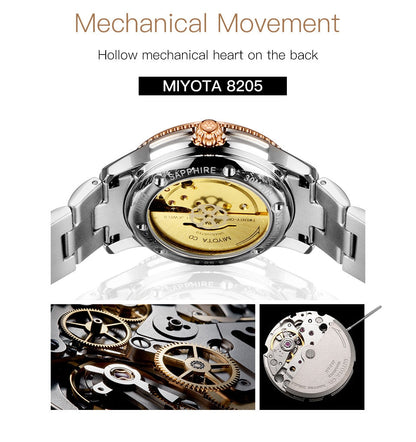 Ladies Mechanical Miyota Movt Stainless Steel Wristwatch Sapphire Automatic Self-wind Bracelet Watch The Clothing Company Sydney