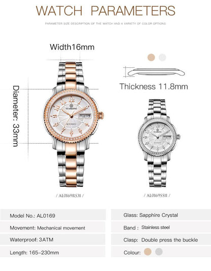 Ladies Mechanical Miyota Movt Stainless Steel Wristwatch Sapphire Automatic Self-wind Bracelet Watch The Clothing Company Sydney