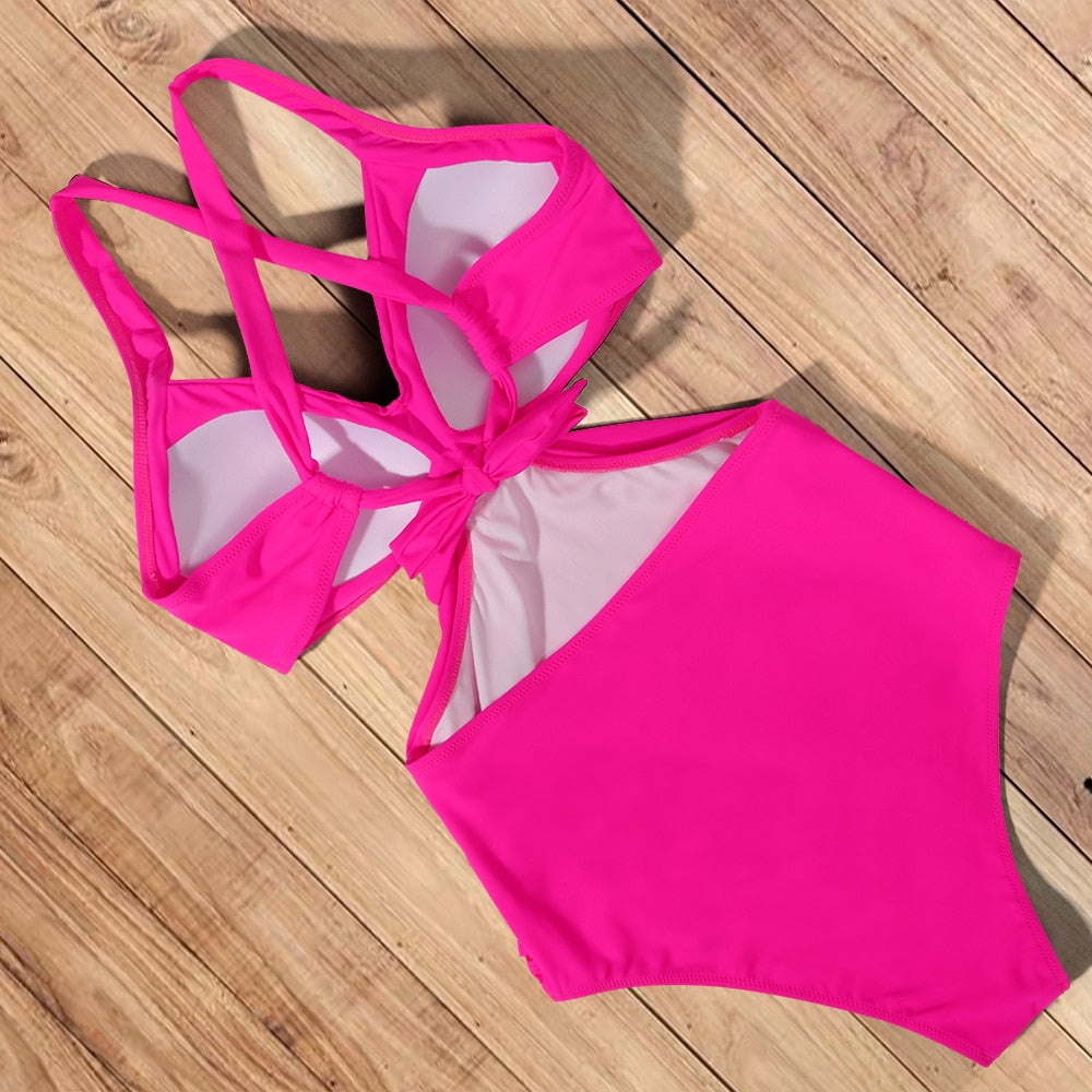 Cut Out One Piece Swimsuit Push Up Swimming Suit Bathing Suit Halter Beachwear Monokini Swimwear The Clothing Company Sydney