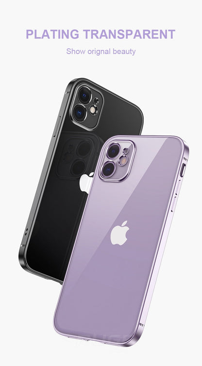 Luxury Plating Square Frame Transparent Case For iPhone 11 12 13 Pro Max Mini X Xr XS SE 2020 7 8 Plus Soft Silicone Clear Cover The Clothing Company Sydney