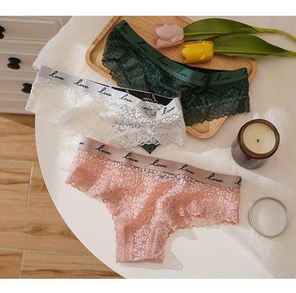 Lace Panties Low-waist Underwear  G String Transparent Lingerie LOVE Letter Embroidery Intimates Briefs The Clothing Company Sydney