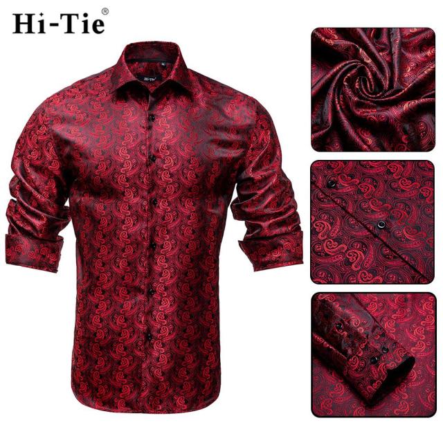 Blue Men's Shirts Paisley Floral Silk Gold Long Sleeve Casual Shirt Business Party Wedding Dress Shirt The Clothing Company Sydney