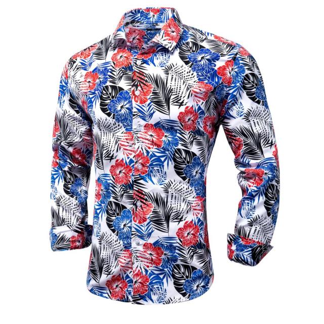 Blue Men's Shirts Paisley Floral Silk Gold Long Sleeve Casual Shirt Business Party Wedding Dress Shirt The Clothing Company Sydney