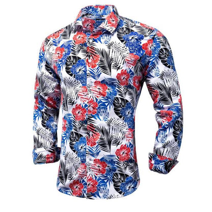 Blue Men's Shirts Paisley Floral Silk Gold Long Sleeve Casual Shirt Business Party Wedding Dress Shirt The Clothing Company Sydney