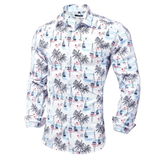 Blue Men's Shirts Paisley Floral Silk Gold Long Sleeve Casual Shirt Business Party Wedding Dress Shirt The Clothing Company Sydney