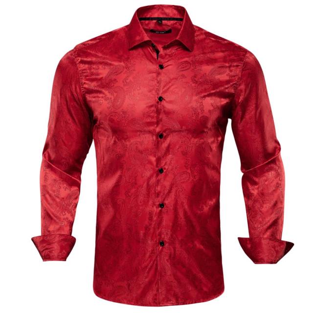 Blue Men's Shirts Paisley Floral Silk Gold Long Sleeve Casual Shirt Business Party Wedding Dress Shirt The Clothing Company Sydney