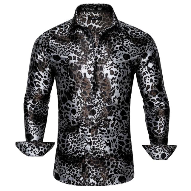 Blue Men's Shirts Paisley Floral Silk Gold Long Sleeve Casual Shirt Business Party Wedding Dress Shirt The Clothing Company Sydney
