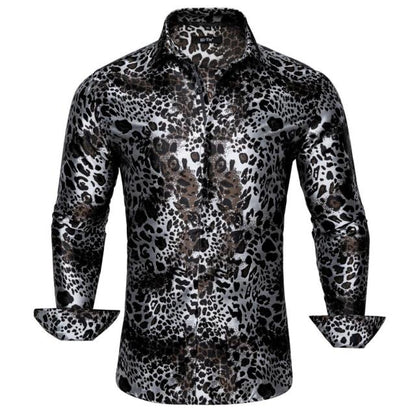 Blue Men's Shirts Paisley Floral Silk Gold Long Sleeve Casual Shirt Business Party Wedding Dress Shirt The Clothing Company Sydney