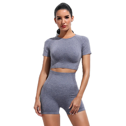 2 Piece Gym Sportwear Yoga Set Suit for Fitness Sport Outfit Seamless Leggings Sports Shorts Top Workout Set The Clothing Company Sydney