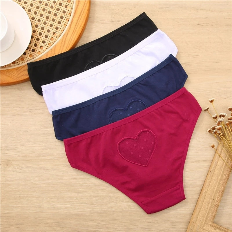 3 pack Cotton Mix Panties Lace Transparent Heart Low-Waist Underpant Hollow Out Briefs Seamless Underwear Lingerie The Clothing Company Sydney