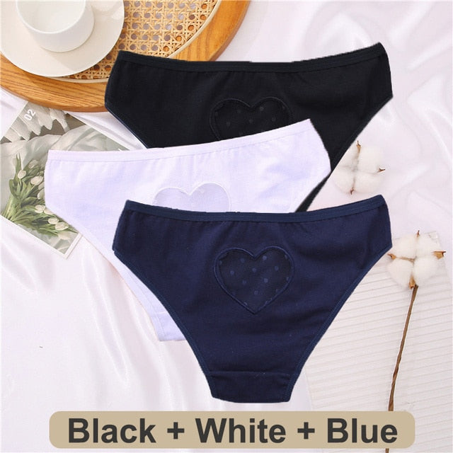 3 pack Cotton Mix Panties Lace Transparent Heart Low-Waist Underpant Hollow Out Briefs Seamless Underwear Lingerie The Clothing Company Sydney