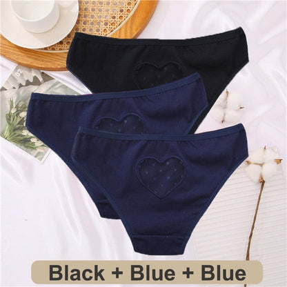 3 pack Cotton Mix Panties Lace Transparent Heart Low-Waist Underpant Hollow Out Briefs Seamless Underwear Lingerie The Clothing Company Sydney