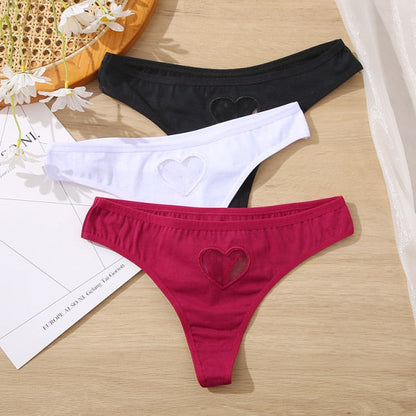3 pack Cotton Mix Panties Lace Transparent Heart Low-Waist Underpant Hollow Out Briefs Seamless Underwear Lingerie The Clothing Company Sydney