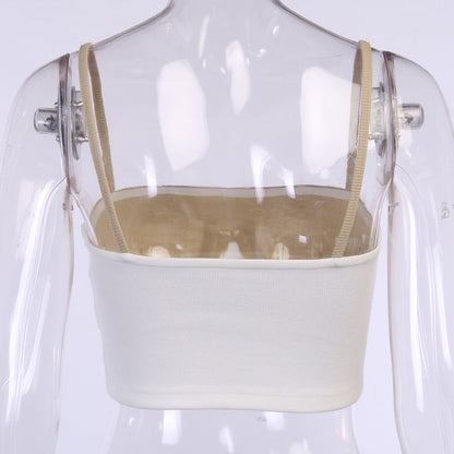 Cami top summer rib knit bikini patchwork slash neck slim skinny backless crop top casual strap top The Clothing Company Sydney