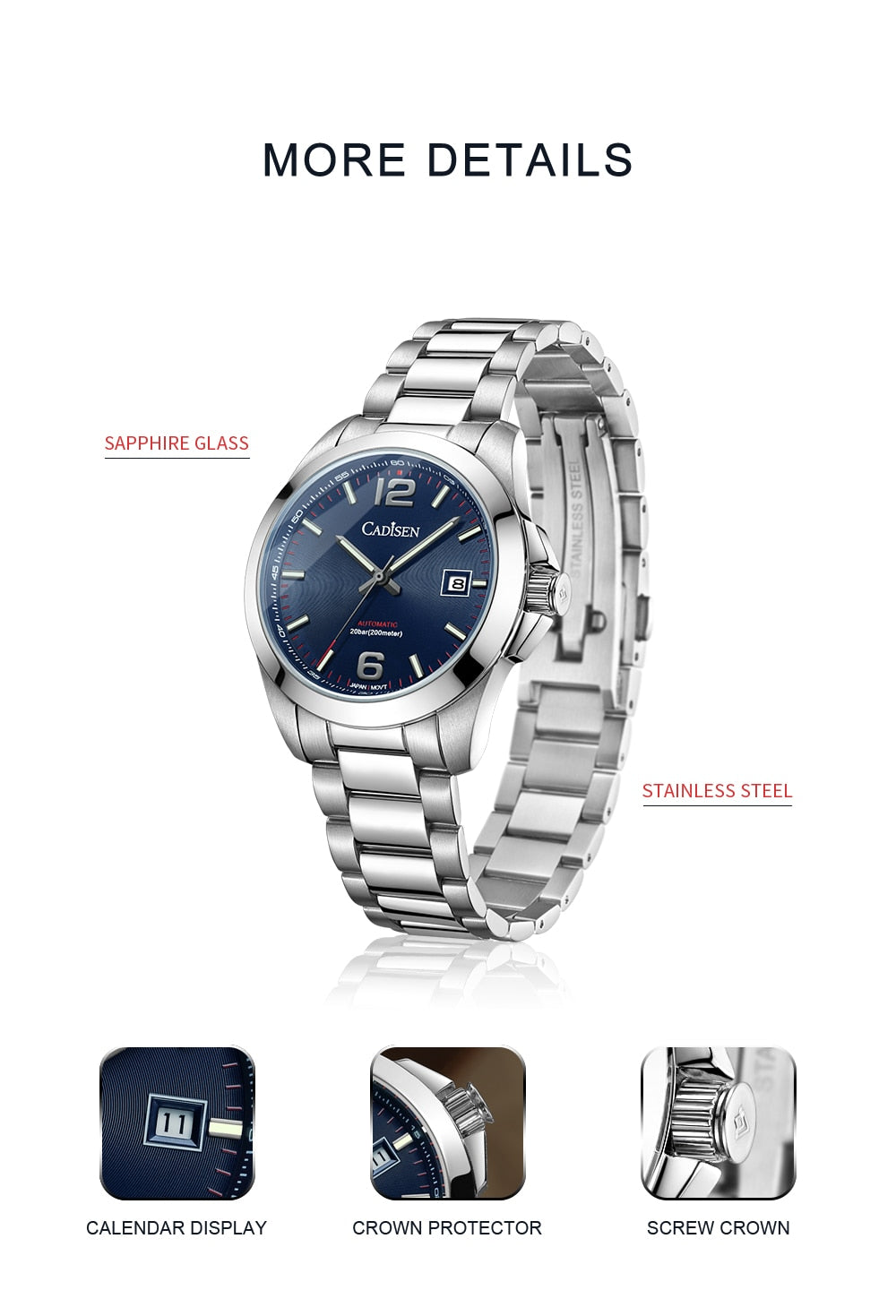 Men's Watches Automatic Mechanical Top Luxury Brand 39mm Classic Watch 200M Water Resistant Wristwatch The Clothing Company Sydney