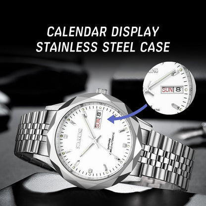 Men's Automatic Mechanical MIYOTA Movt Stainless Steel Business Calendar Week Display Water Resistant Watch The Clothing Company Sydney