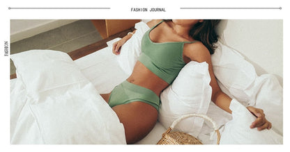 2 Piece Cotton Mix Underwear Short Ribbed Brassiere Thong Low Waist Panties Women Seamless Bra Lingerie Set The Clothing Company Sydney