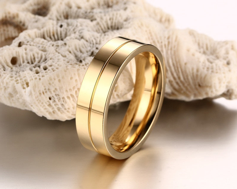 Personalised Trendy Wedding Bands Rings for Women Men Love Gift Gold Colour Stainless Steel Couple Jewellery The Clothing Company Sydney