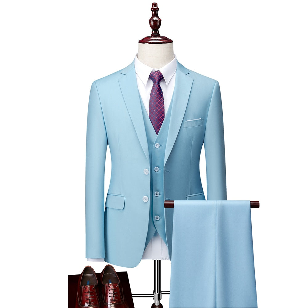 3 Piece ( Jacket + Vest + Pants ) Boutique Pure Color Mens Business Suit Three-piece and Two-piece Groom Wedding Formal Wear The Clothing Company Sydney