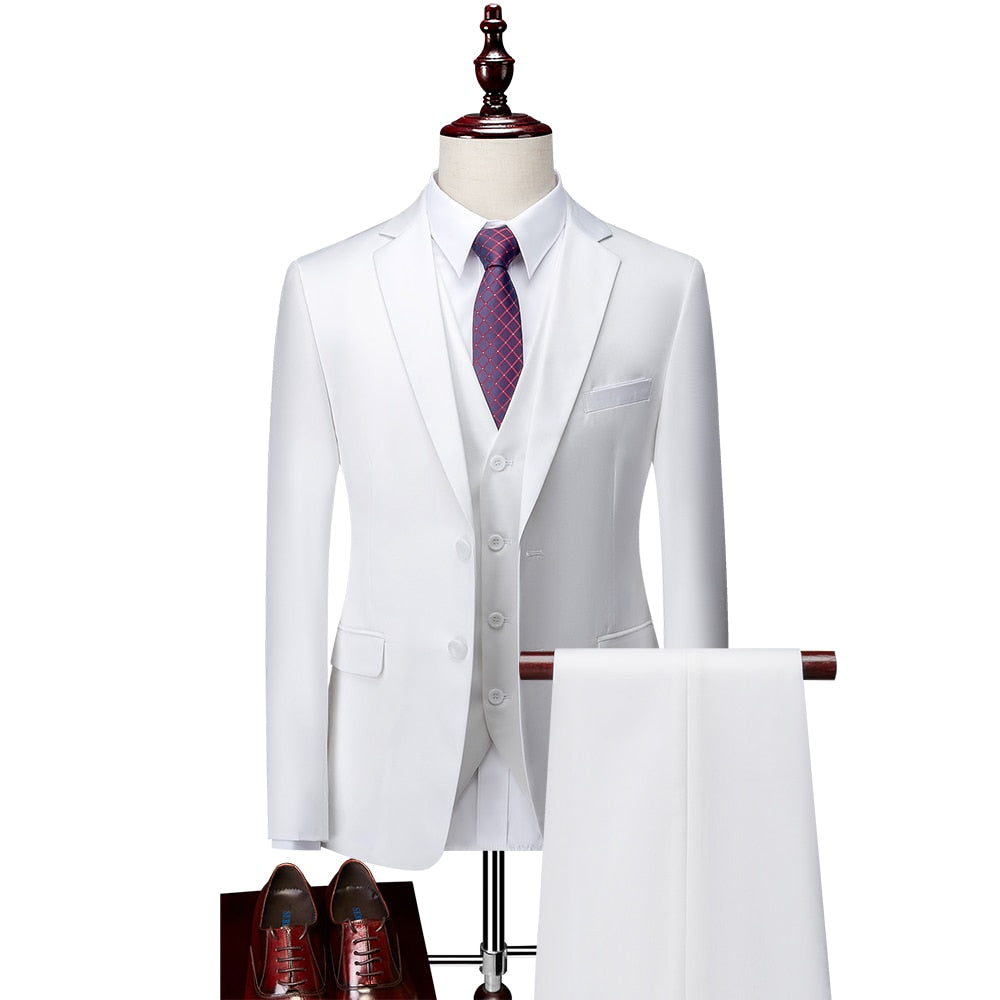 3 Piece ( Jacket + Vest + Pants ) Boutique Pure Color Mens Business Suit Three-piece and Two-piece Groom Wedding Formal Wear The Clothing Company Sydney