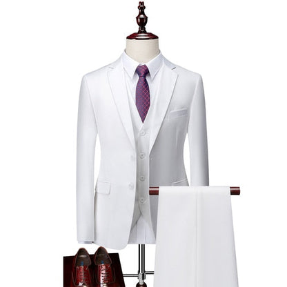 3 Piece ( Jacket + Vest + Pants ) Boutique Pure Color Mens Business Suit Three-piece and Two-piece Groom Wedding Formal Wear The Clothing Company Sydney