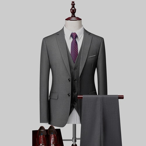 3 Piece ( Jacket + Vest + Pants ) Boutique Pure Color Mens Business Suit Three-piece and Two-piece Groom Wedding Formal Wear The Clothing Company Sydney