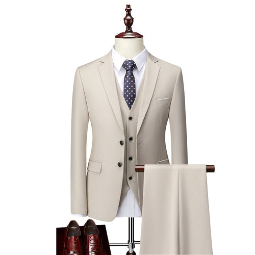 3 Piece ( Jacket + Vest + Pants ) Boutique Pure Color Mens Business Suit Three-piece and Two-piece Groom Wedding Formal Wear The Clothing Company Sydney