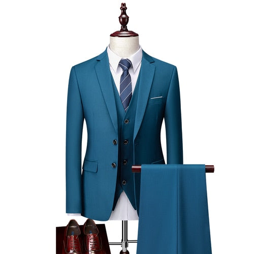 3 Piece ( Jacket + Vest + Pants ) Boutique Pure Color Mens Business Suit Three-piece and Two-piece Groom Wedding Formal Wear The Clothing Company Sydney