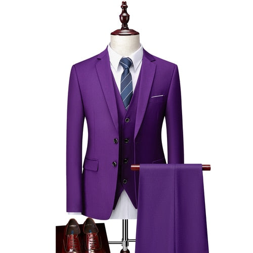 3 Piece ( Jacket + Vest + Pants ) Boutique Pure Color Mens Business Suit Three-piece and Two-piece Groom Wedding Formal Wear The Clothing Company Sydney
