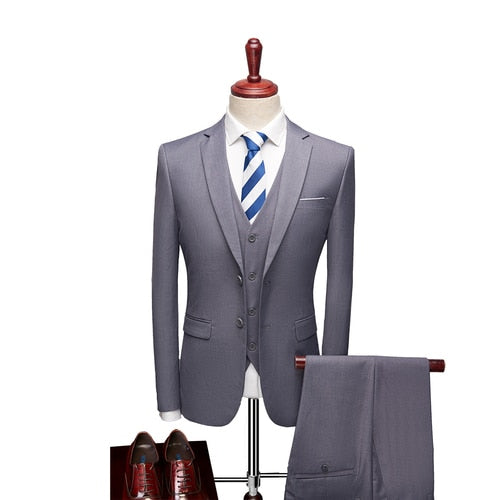 3 Piece ( Jacket + Vest + Pants ) Boutique Pure Color Mens Business Suit Three-piece and Two-piece Groom Wedding Formal Wear The Clothing Company Sydney