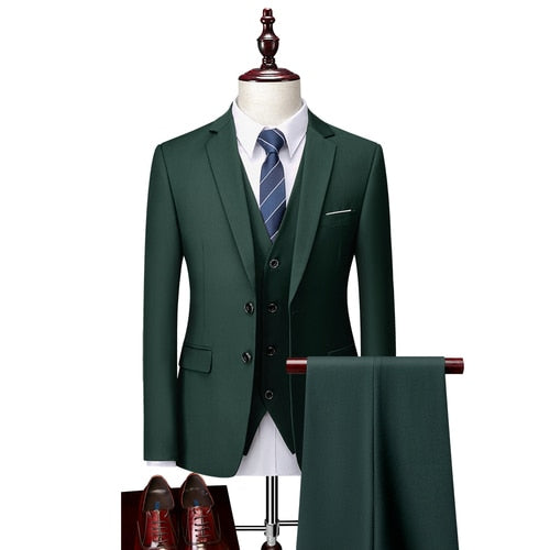 3 Piece ( Jacket + Vest + Pants ) Boutique Pure Color Mens Business Suit Three-piece and Two-piece Groom Wedding Formal Wear The Clothing Company Sydney