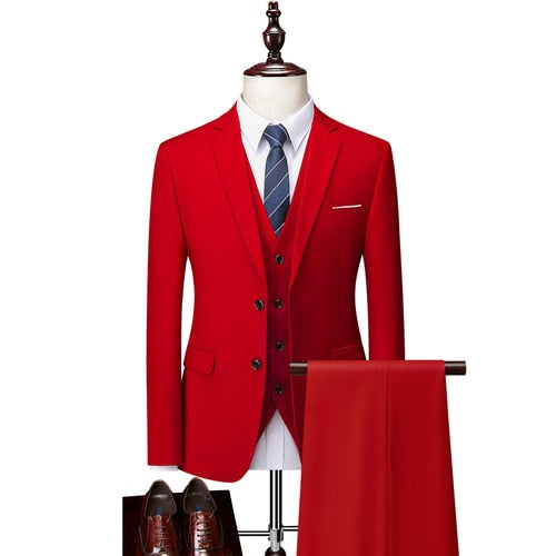 3 Piece ( Jacket + Vest + Pants ) Boutique Pure Color Mens Business Suit Three-piece and Two-piece Groom Wedding Formal Wear The Clothing Company Sydney