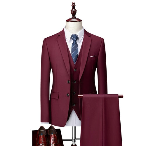 3 Piece ( Jacket + Vest + Pants ) Boutique Pure Color Mens Business Suit Three-piece and Two-piece Groom Wedding Formal Wear The Clothing Company Sydney