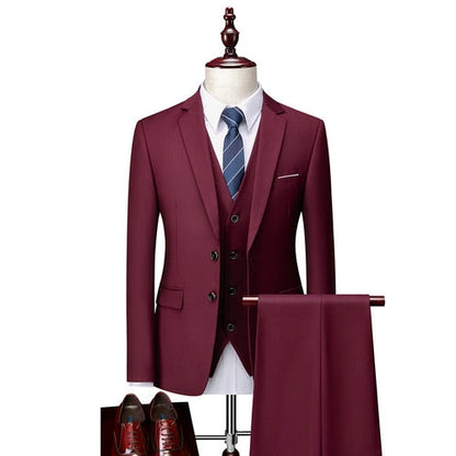 3 Piece ( Jacket + Vest + Pants ) Boutique Pure Color Mens Business Suit Three-piece and Two-piece Groom Wedding Formal Wear The Clothing Company Sydney