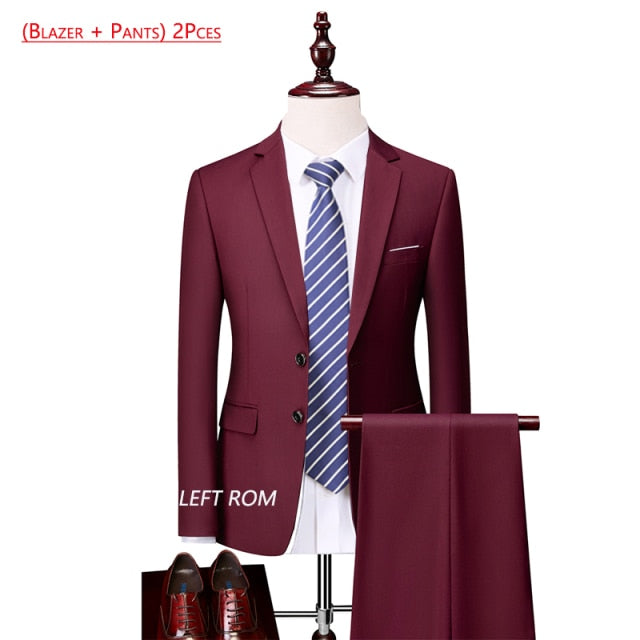 3 Piece ( Jacket + Vest + Pants ) Boutique Pure Color Mens Business Suit Three-piece and Two-piece Groom Wedding Formal Wear The Clothing Company Sydney