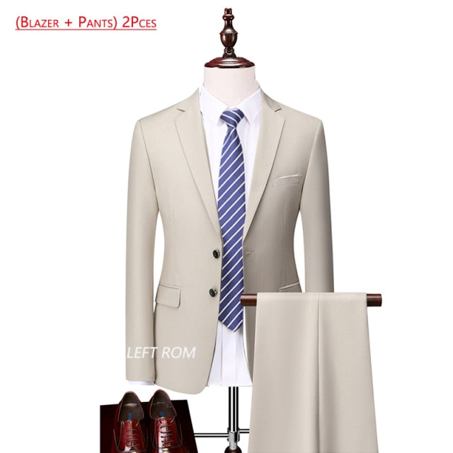 3 Piece ( Jacket + Vest + Pants ) Boutique Pure Color Mens Business Suit Three-piece and Two-piece Groom Wedding Formal Wear The Clothing Company Sydney