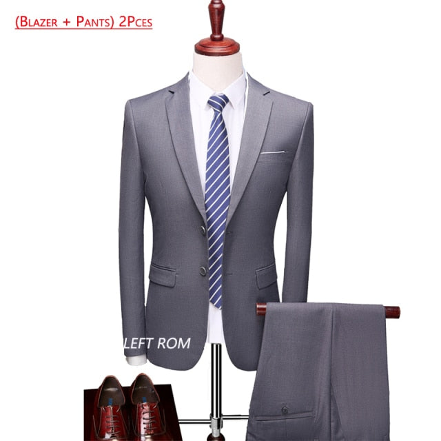 3 Piece ( Jacket + Vest + Pants ) Boutique Pure Color Mens Business Suit Three-piece and Two-piece Groom Wedding Formal Wear The Clothing Company Sydney