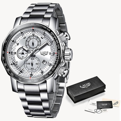 Men's Watches Top Luxury Brand Stainless Steel Quartz Watch Men Chronograph Waterproof Wrist Watch The Clothing Company Sydney