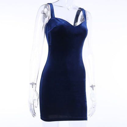 Blue V-Neck Spaghetti Strap Mini Party Sleeveless Skinny Backless Summer Slim Dress The Clothing Company Sydney