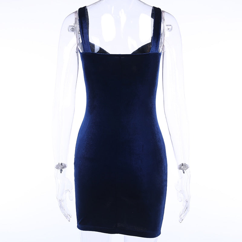 Blue V-Neck Spaghetti Strap Mini Party Sleeveless Skinny Backless Summer Slim Dress The Clothing Company Sydney