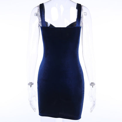 Blue V-Neck Spaghetti Strap Mini Party Sleeveless Skinny Backless Summer Slim Dress The Clothing Company Sydney