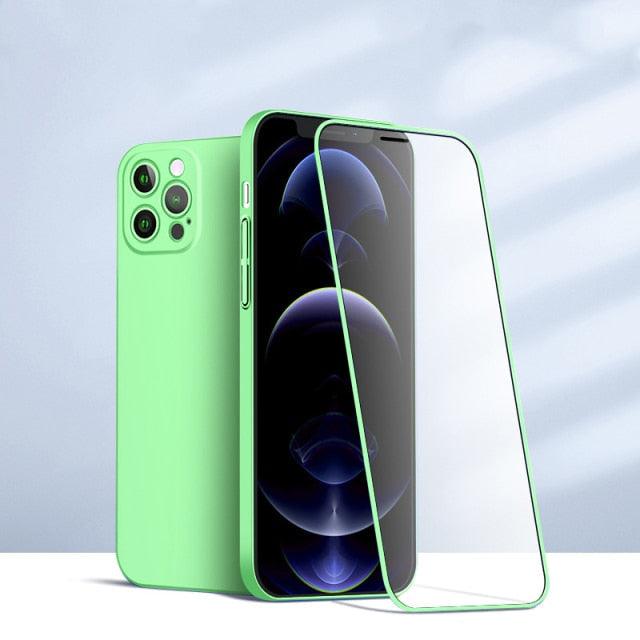 2 Piece 360 Front Tempered Glass+Matte Back PC Case For iPhone 13 12 11 Pro Max X XR XS 7 8Plus SE 2020 Full Protection Shockproof Cover The Clothing Company Sydney