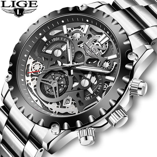 Stainless Steel Hollow Mens Watches Top Brand Sport Waterproof Quartz Watch Men Military Wristwatch The Clothing Company Sydney