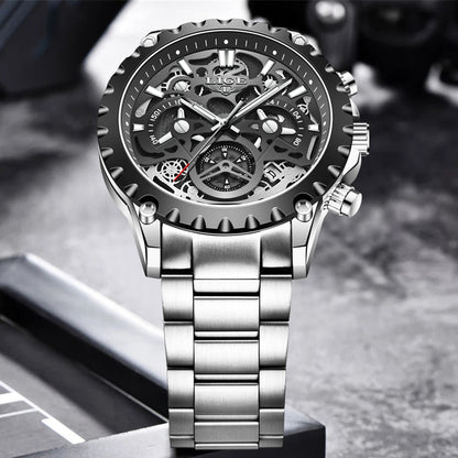 Stainless Steel Hollow Mens Watches Top Brand Sport Waterproof Quartz Watch Men Military Wristwatch The Clothing Company Sydney